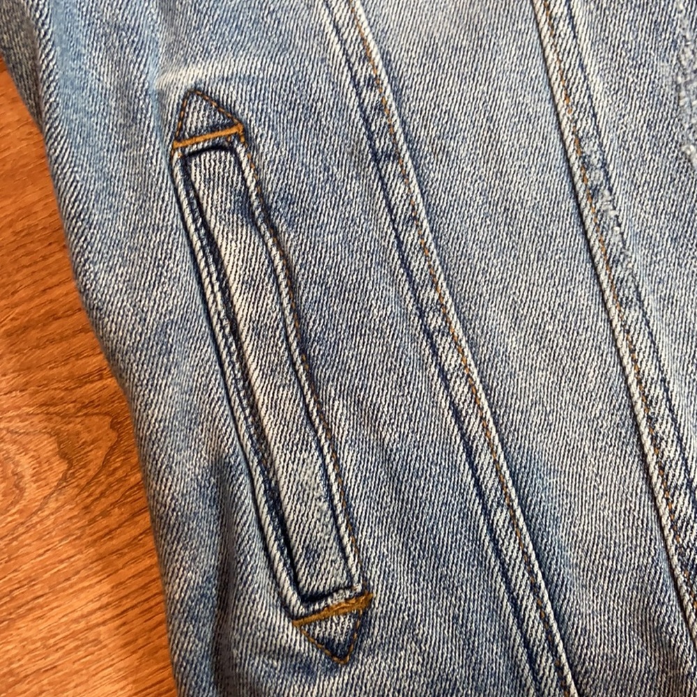 Zara Distressed Basic Denim Jacket Medium - image 6